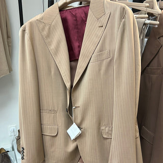 Brunello Cucinelli Mens New Light Brown Deconstructed Jacket w Subtle Stripes