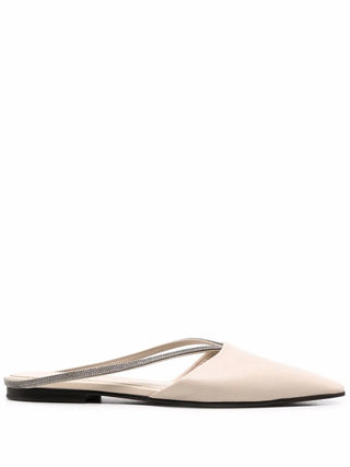 Brunello Cucinelli Women's Pointed Toe Flat Slides In Whipe