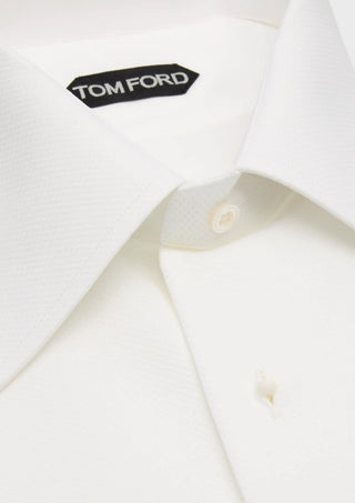Tom Ford Men’s White 100% Cotton Tuxedo Button Down