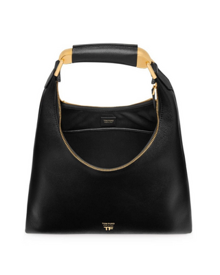 Tom Ford Womens Grain Leather large Hobo Bag In Black
