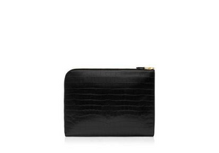 Tom Ford Mens Croc Black Laptop Case