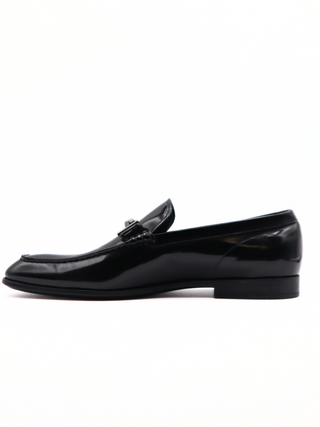 Tods Mens Black Shiny Leather Buckle Gomma Loafer Shoe