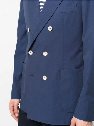 Brunello Cucinelli Men's Double Breasted Blazer In Ink Blue