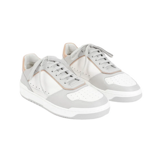 Brunello Cucinelli Mens White Grey  Perforated Sneakers