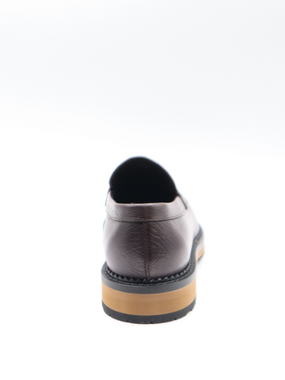 Tods Mens Brown Grained Leather Platform Sole Loafer Shoe