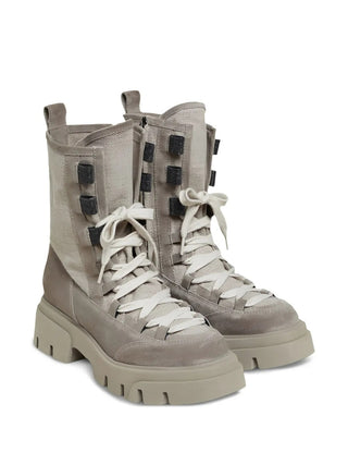 Brunello Cucinelli Women's Suede Grey Lace Up Boots