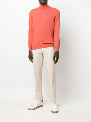 Brunello Cucinelli Mens Turtleneck 100% Cashmere Orange Sweater