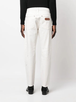Tom Ford Mens White Denim Splatter Paint Jeans