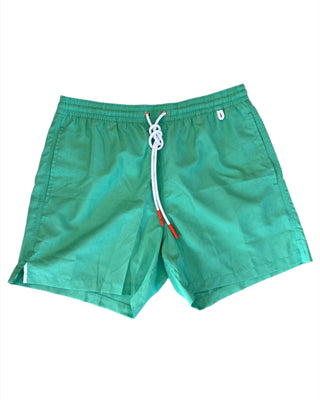Isaia New Mens Solid Green Swim Trunk