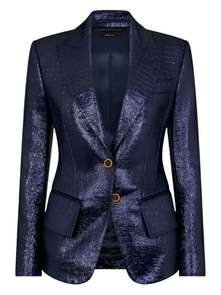 Tom Ford Womens Croc Embossed Jacket In Blue