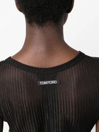 Tom Ford Womens Black Transparent Fitted T-shirt