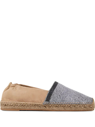 Brunello Cucinelli Women's Espadrilles Bead Embellished and Suede Denim