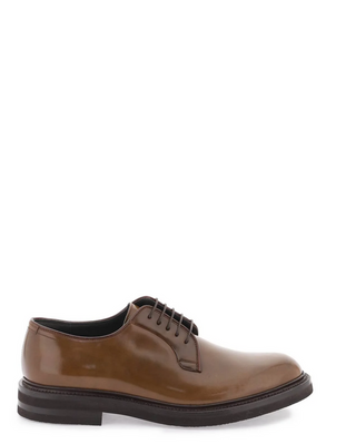 Brunello Cucinelli Men's Brown Cordovan Leather Derby Shoes