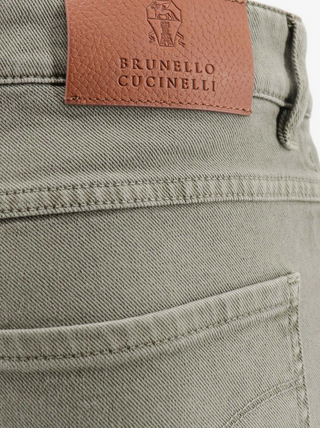 Brunello Cucinelli Mens Slim Fit Sage Green Jeans