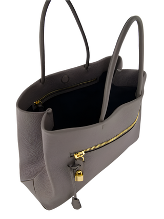 Tom Ford Womens Grain Grey Leather Large Tote Bag
