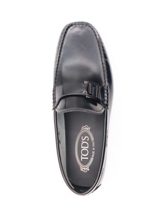 Tods Mens Black Leather Side Strap Logo Gommino Driver Shoe