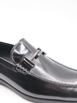Tods Mens Black Shiny Leather Buckle Gomma Loafer Shoe