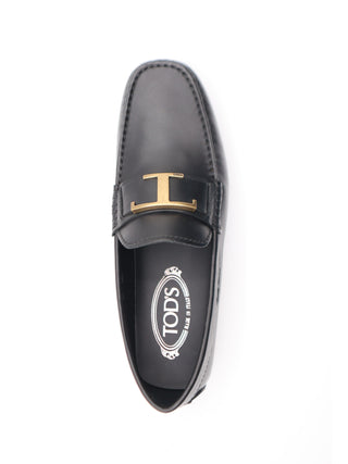 Tods Mens Black Gommino Driver Shoe with T Strap