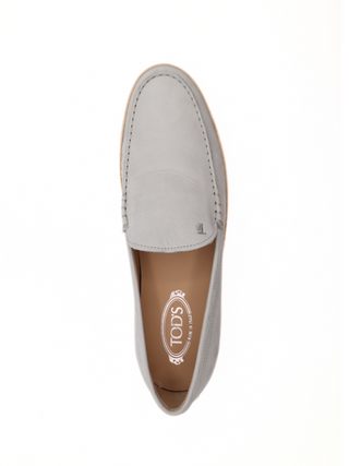 Tods Mens Beige Grey with Raffia Rubber Sole Loafer Shoe