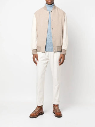 Brunello Cucinelli Mens Cashmere Marled Light Blue Turtleneck Sweater