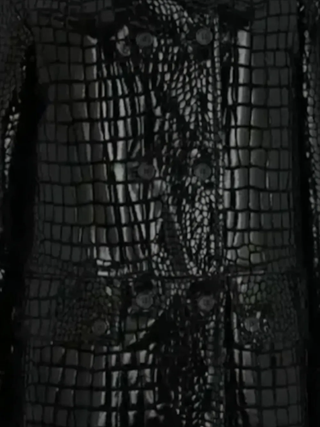 Tom Ford Womens Croc Embossed Leather Black Coat