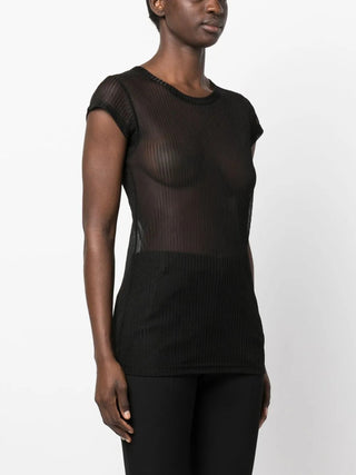 Tom Ford Womens Black Transparent Fitted T-shirt