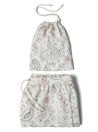Brunello Cucinelli Mens Beige & Black Paisley Logo-Embroidered Swim Trunks