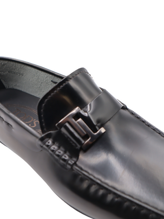 Tods Mens Black Leather Side Strap Logo Gommino Driver Shoe
