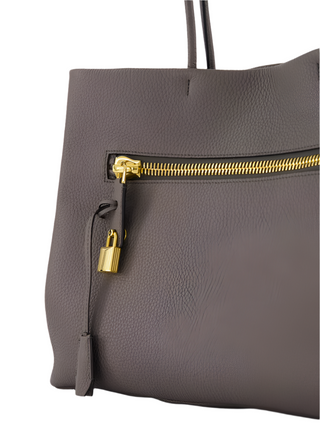 Tom Ford Womens Grain Grey Leather Large Tote Bag