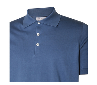 Brunello Cucinelli Mens Blue Cotton Polo Shirt