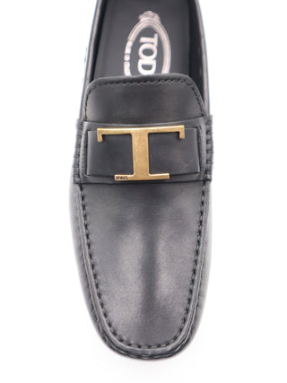 Tods Mens Black Gommino Driver Shoe with T Strap