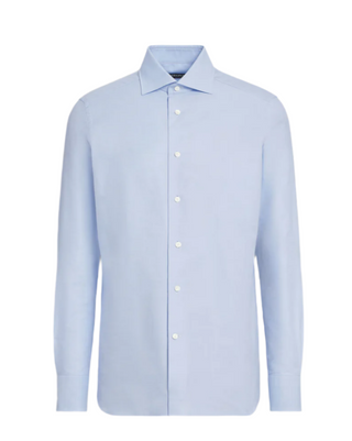 Zegna Mens Trofeo Cotton Shirt In Light Blue