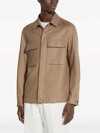 Zegna Mens Caramel Brown Linen Jacket