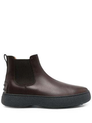 TODS Mens Brown Boots with Black Sole