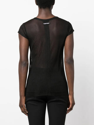 Tom Ford Womens Black Transparent Fitted T-shirt