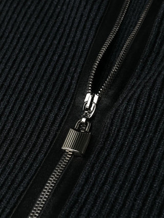 Tom Ford Womens Black Ribbed Wool Zip-Up Skirt