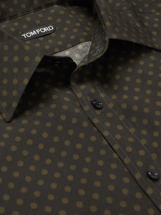Tom Ford Mens Polka Dot Woven Shirt in Green