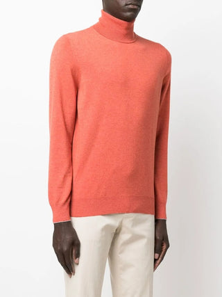 Brunello Cucinelli Mens Turtleneck 100% Cashmere Orange Sweater