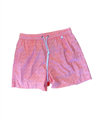 Isaia Mens Pink White X Patterned Swim Trunk