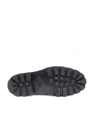 Tods Mens Brown Leather Mocassin Loafer with Green Brown Inner Houndstooth Pattern