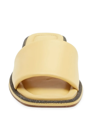 Brunello Cucinelli New Women's Yellow Monili Embroidered Slippers