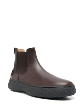 TODS Mens Brown Boots with Black Sole