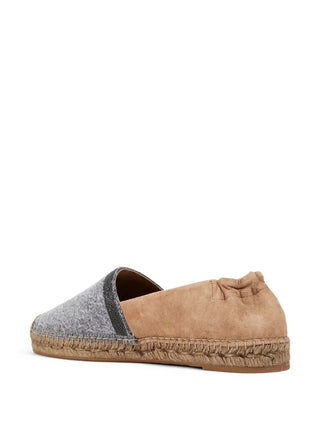 Brunello Cucinelli Women's Espadrilles Bead Embellished and Suede Denim