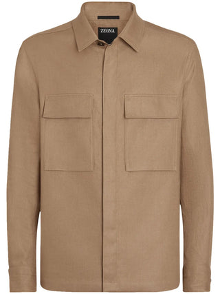 Zegna Mens Caramel Brown Linen Jacket