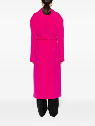Tom Ford Womens Faux Fur Belted Pink Coat