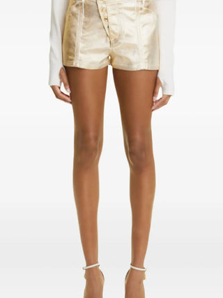 Tom Ford Womens Coated Denim Shorts In Gold