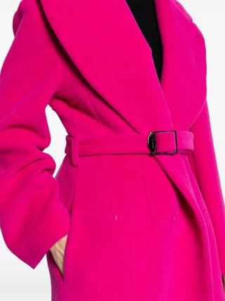 Tom Ford Womens Faux Fur Belted Pink Coat