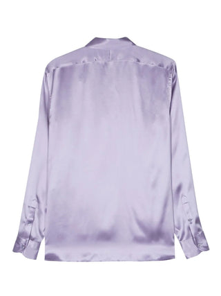 Tom Ford Womens Lilac Pleated Silk Shirt