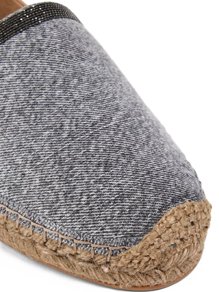 Brunello Cucinelli Women's Espadrilles Bead Embellished and Suede Denim