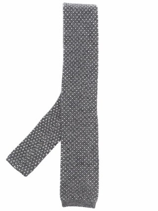 Brunello Cucinelli Square End 100% Cashmere Knitted Grey Men's Tie